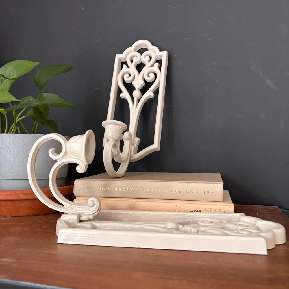 Elegant Cream Decorative Wall candle holder sconces - Pair